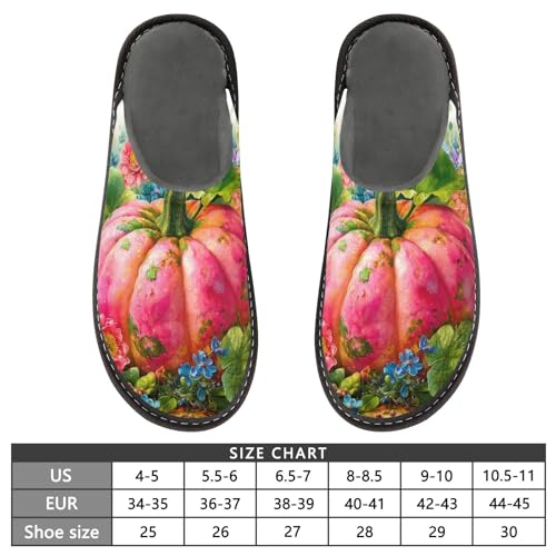 Slippers for Women Pink Pumpkin Flowers Soft Fuzzy Women's Slippers Indoor and Outdoor Shoes3