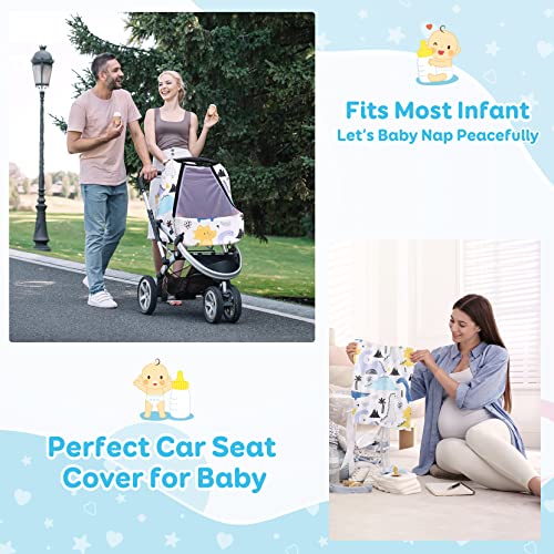 Baby Car Seat Covers, Car Seat Cover For Baby With Breathable Peep Window, Stretchy Nursing Covers Suitable All Seasons, Boys And Girls Shower Gifts, Breastfeeding Covers, Universal Fit, Dinosaur #TOP6