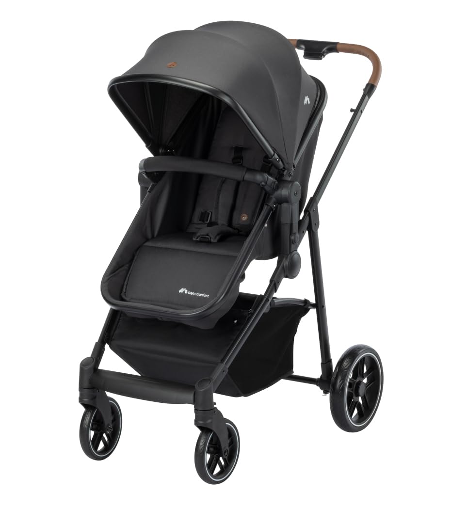 Bebeconfort Haze Trio Lux, Baby Kinderwagen 3 in 1 mit Kindersitz (i-Size), 0–4 Jahre (max. 22 kg), 2-in-1 Sitzeinheit, Liegeposition, Kompakt Klappbar, Leichtes Kinderwagen Set, Mineral Graphite