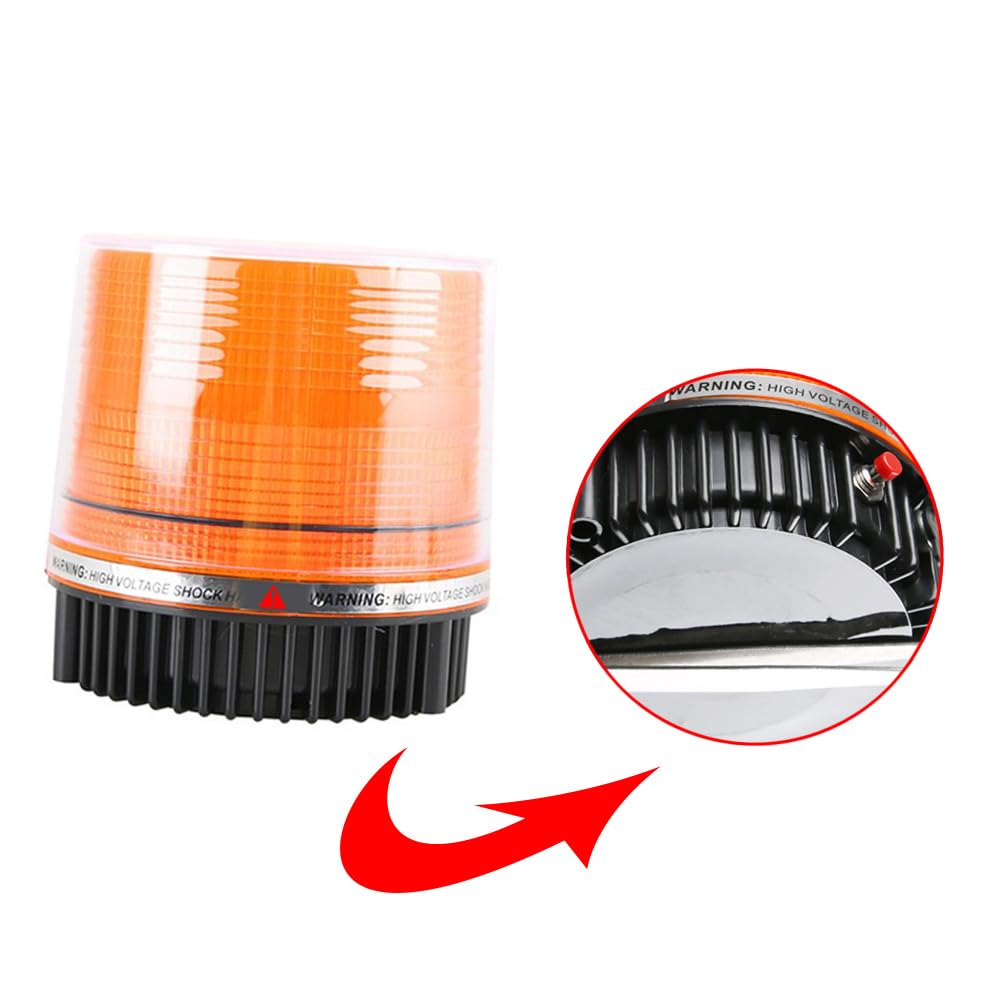 Riloer Luz de baliza intermitente de emergencia LED, 18 luces LED de advertencia con base magnética de 12 V, 1 unidad de luces estroboscópicas de seguridad de color ámbar