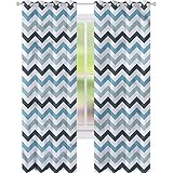 cortina zig zag cinza Diseño elegante: el panel de cortina de color con impresión digital añade un estilo hermoso y elegante a tus ventanas. Con un patrón elegante, estas cortinas ofrecen una visión mucho más matizada en las tendencias de tinte para una bonita cortina degradada que funciona muy bien en la sala de estar y la sala de cama.