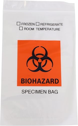 Saris and Things SNT Biotech Biohazard - Bolsa de colección de muestras de laboratorio de 6 x 9 pulgadas, sellable con bolsillo exterior para