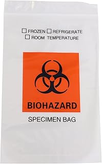 SNT Biotech 100pk Biohazard Specimen Collection Bag Laboratory Sample 6x9 inches with Ziplock Top and Outside Pocket