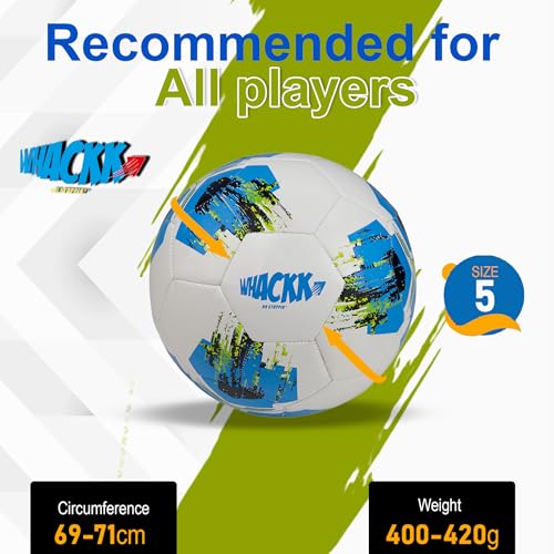 Image of WHACKK Zico HT-PU Football Size 5 Soccerball Hand Stitched for Practice & Training - Original PVC Waterproof. 3 Layered Ideal Sports Ball for All Ages on Ground, Grass and Turf