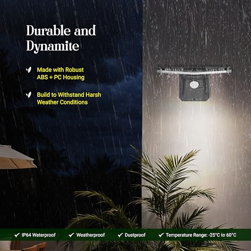Image of Dylect Eco Solar Wall Light Outdoor Home, Solar Home Decor Light for Garden, Terrace, Patio, Upto 10Hr Runtime with Wireless Remote | IP64 Waterproof (Cool White)