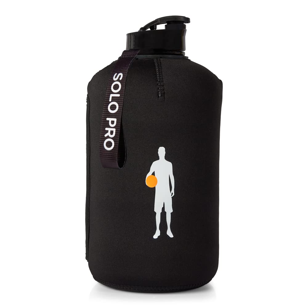 solo-pro master your gamePOWER KEG WATER BOTTLE 2.2 LITRE INSULATED SLEEVE TIME TRACKER EXERCISE FITNESS GYM YOGA (FOOTBALL/BASKETBALL)