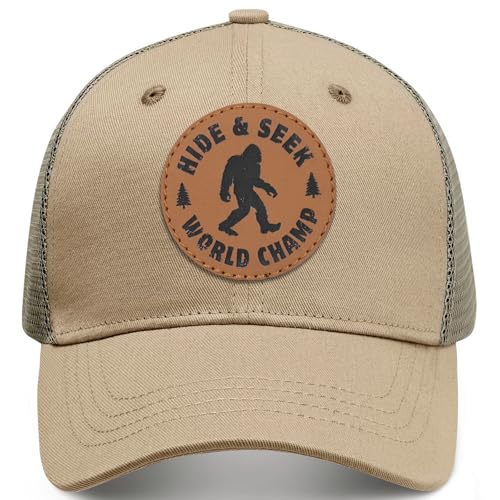 beautype Bigfoot Mens Baseball Cap Vintage Trucker Hat Breathable Mesh Snapback Adjustable Ball Cap Funny Big Foot Sasquatch Golf Hat for Men and Women Novelty Fathers Day Birthday