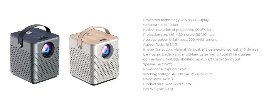HAVIT-Prime-Quartz-PJ205-Pro-1080P-HD-Projector-Supports-4K-with-150-inch-big-image-Display
