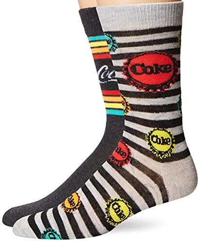 Coca-Cola Brands mens Coca-cola 2 Pack Crew Casual Sock Grey Stripe 10-13 US
