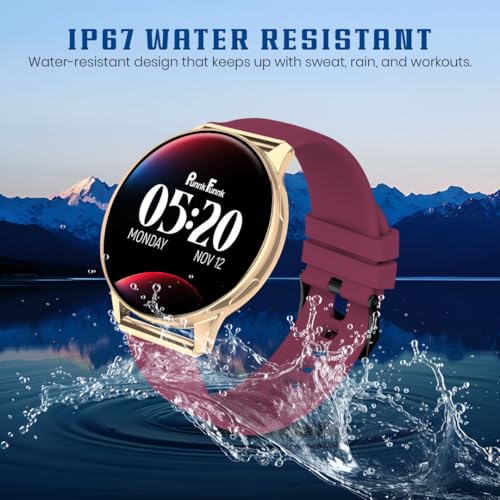 Image of PunnkFunnk Active 5 Smart Watch with 1.3 inch AMOLED HD Display | Bluetooth Calling, AI Voice Assistant, 100+ Sports Modes, Heart Rate & SPO₂ Tracking, IP68 Waterproof for Men & Women- (Maroon)