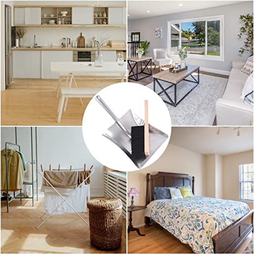 BAUSTER® 2 Stück Besen mit Kehrschaufel Set Handbesen Schaufel Kehrgarnitur Kehrblech und handfeger Metall Verzinkt Handfeger und Schaufel kaminbesen – Bild 3