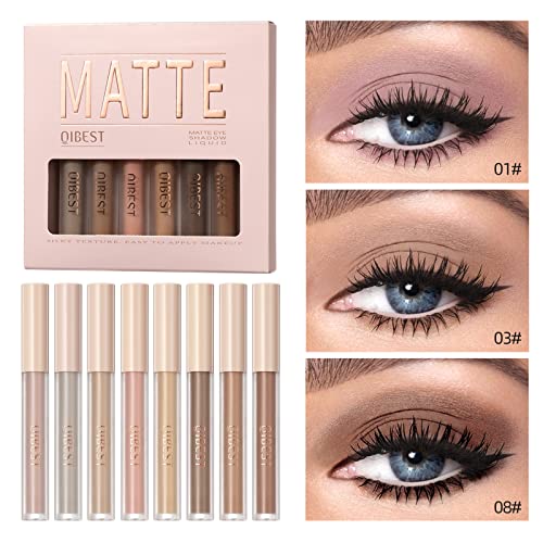 Urqt 8 Colors Liquid Matte Eyeshadow Set High-Pigmented Black Smokey Eyeshadow Cream Eyeshadow Primer Kit Prevent Oily Lids And Creasing Long Lasting Eye Shadow Makeup #TOP6