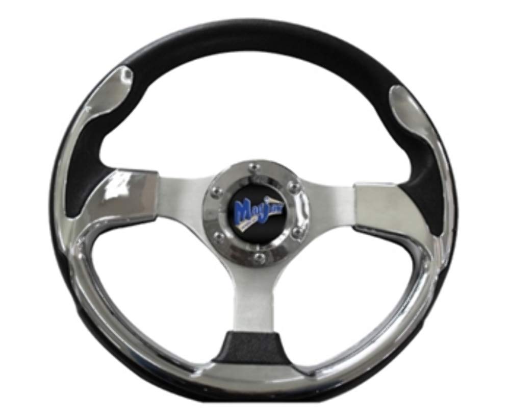 MADJAX Ultra2 Golf Cart Steering Wheel for EZGO Club Car Yamaha Golf Carts | 13 Inch Steering Wheel | Chrome