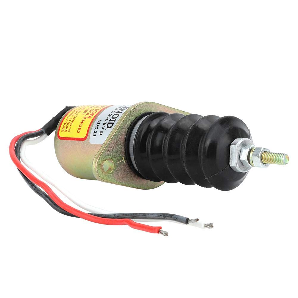 Solenoide di arresto diesel, elettrovalvola di arresto diesel 12 V, alloggiamento in acciaio Motore diesel Kit di sostituzione elettrovalvola di arresto, AM124379 Solenoide di arresto carburante