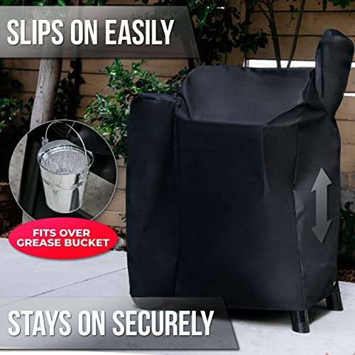 Grillman Black Grill Cover For Traeger 22/575 Series | Durable, Waterproof, Fade Resistant, Puncture-Proof | 600D Pvc Coated Fabric | Top Heavy Duty, Large, Bbq Smoker Or Gas Grill Cover. #TOP2