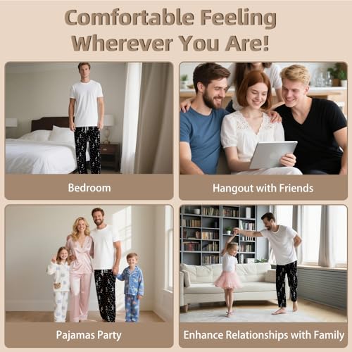 Halloween Pajama Pants for Men Fun Dancing Skeleton Pajama Pants with Pockets Drawstring Waist Soft Lounge Pants 5