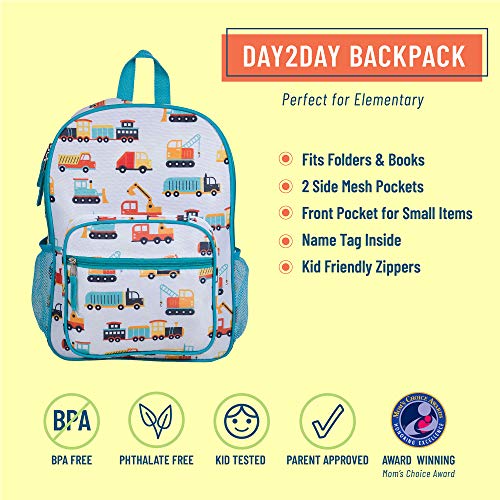 Wildkin Day2Day Kids Backpack For Boys And Girls, Perfect For Elementary Backpack For Kids, Features Front And 2 Side Mesh Pocket, Ideal Size For School And Travel Backpacks (Modern Construction) #TOP1