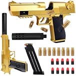 Dncvb Toy Gun Kids, Foam Blaster Toy Gun, Pistol Realistic with Soft Bullets, Golden Soft Bullet Gun for Shooting Games, Gifts for Boys Girls Teenagers