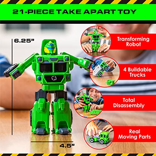 image for USA Toyz Truck Bots Dump Truck Robots for Kids - 4-in-1 Take Apart Toy