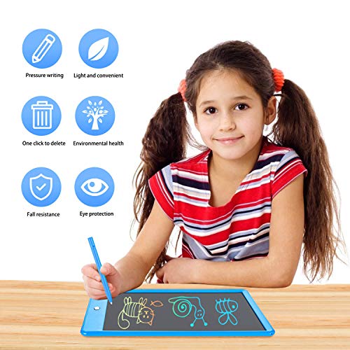 LCD Writing Tablet Colorful 10 Inch Electronic Graphics Doodle Board eWriter Drawing Pad with Memory Lock Gift for Kids & Adults Home School Office Handwriting Tablet -Blue - Image 2
