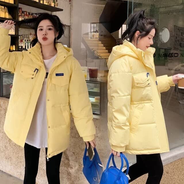 Amazon.co.jp: 女性冬のパンコートゆるいフード付きコットンコート女性 