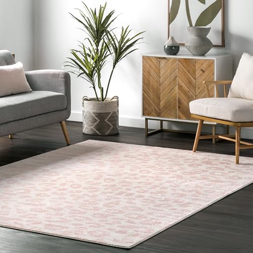 Alfombra decorativa Leopard Print 120x72 cm rosa