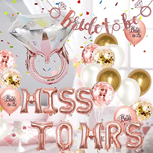 Junggesellenabschied-Dekorationen, Bride to Be Deko, JGA Deko mit Miss to Mrs Luftballons Großer Ring Luftballons Hochzeits Deko Cover