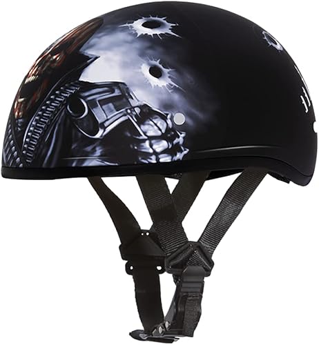 Miniatura 2 de Daytona Helmets - Medio casco de motocicleta con diseño de calavera y huesos cruzados Aprobado DOT Gráficos