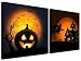 Gardenia Art - Happy Halloween Canvas Prints 2 Pumpkin Lantern Wall Art Paintings Abstract Wall Artworks Pictures for Living Room Bedroom Decoration, 12X12 inch, 2 Panels