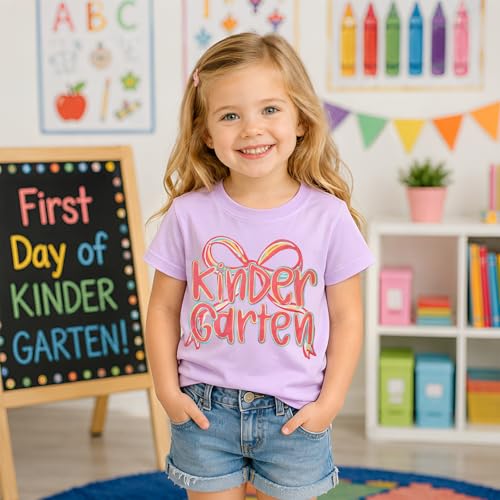 GLIGLITTR First Day of School Shirt Girls Pre-K Kindergarten 1st 2nd 3rd Grade T-Shirt Toddler Kid Back to School Outfit Top (Purple-Kindergarten, 4T) - Image 3