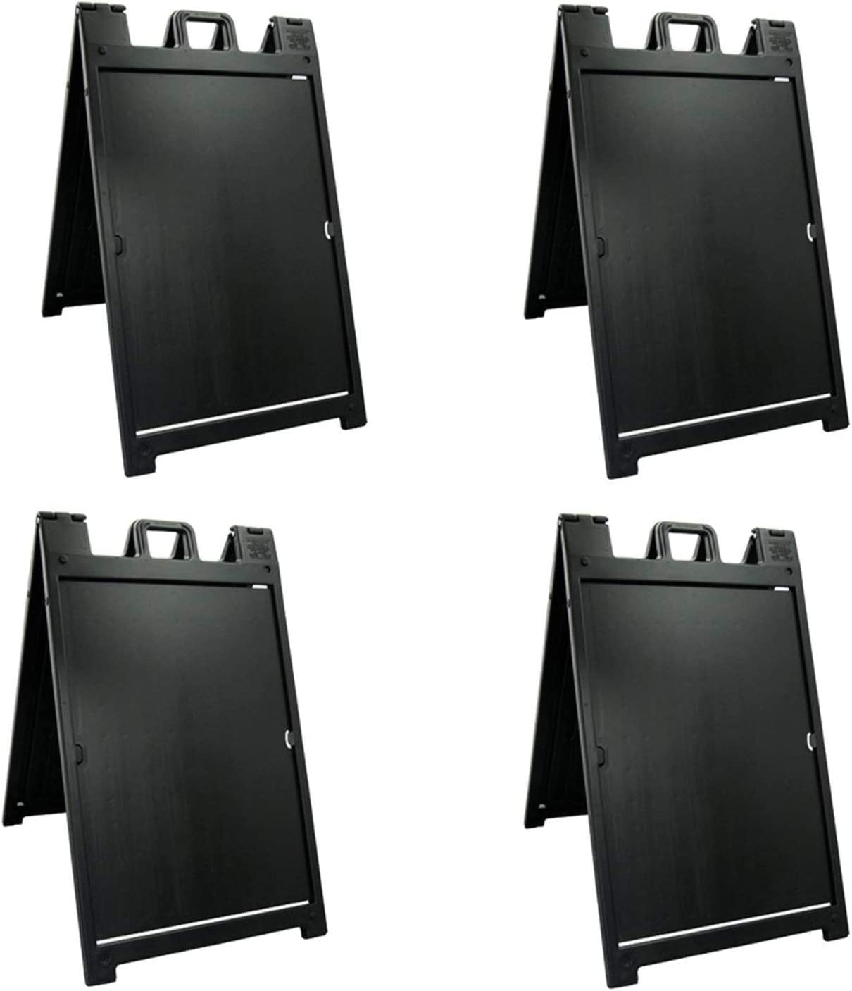 Black 4-Pack of Plasticade Signicade Deluxe A-Frame Sidewalk Curb Sign Portable Folding Double-Sided Display with Quick-Change System