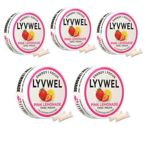 Image of LyvWel 72mg Caffeine Pouches, Pink Lemonade, 5-Pack, 80 Count