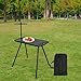 predolo Portable Outdoor Folding Table Carbon Steel Legs with Carrying Bag Lightweight Multifunctional with Double Layer Light Stand, Black
