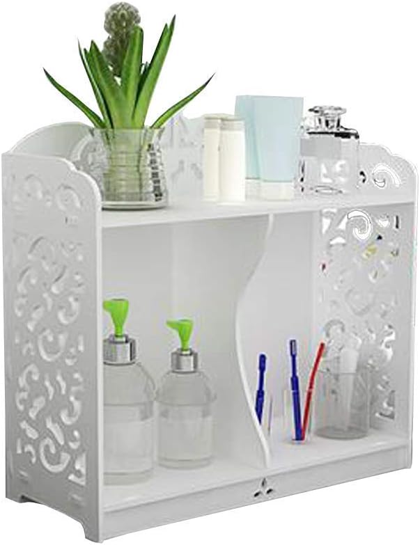 Countertop Bookshelf Wood Display Shelf Desktop Organizer Office Storage Rack Stand Shelf Decor White Desk Dresser Organizer for Desktop, Tabletop or Counter