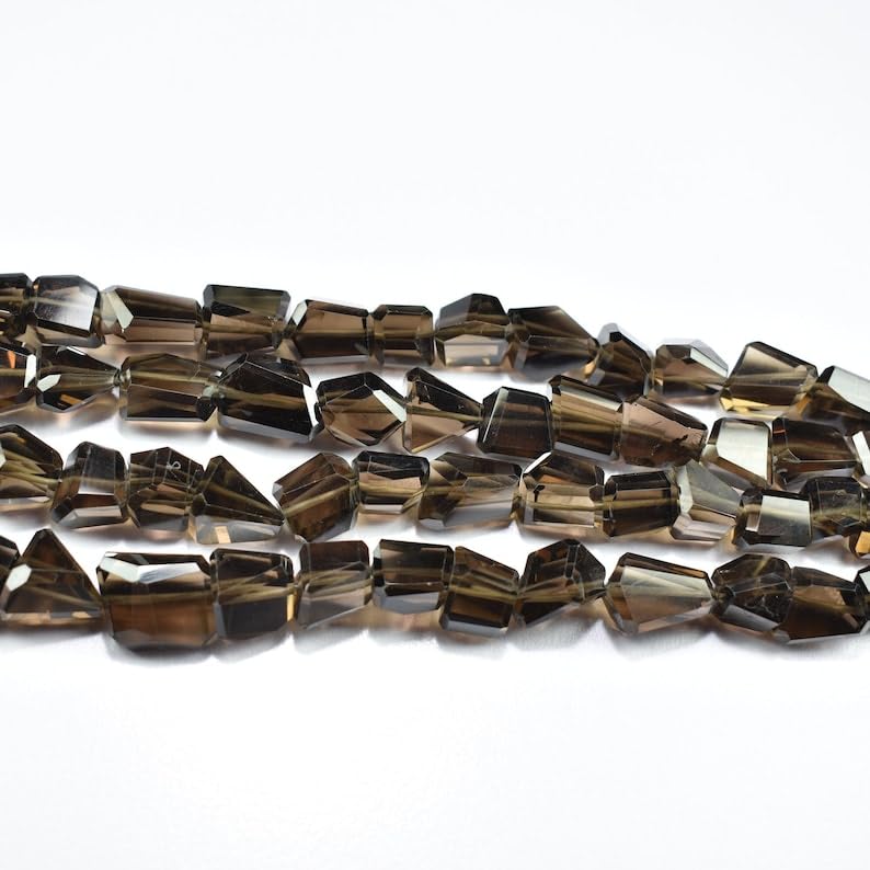 Naturalny kwarc dymny fasetowane koraliki 7,5 x 9 - 9,5 x 12,5 mm 40 cm długi sznurek tworzenie biżuterii koraliki z kamieni szlachetnych do naszyjnika, bransoletki