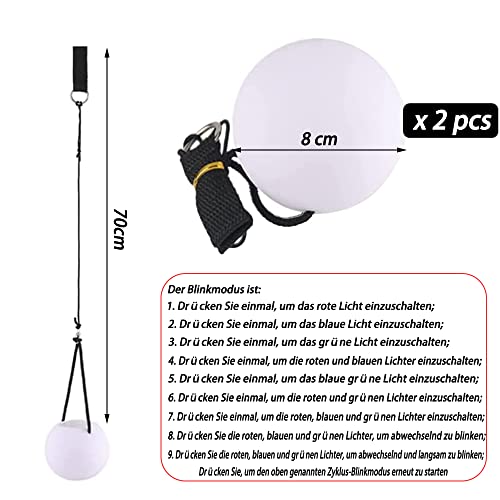 Anyingkai LED Poi Bälle,Led Glow Poi Kugeln,2 PCS Led Glow Poi Balls,Jonglierbälle Leuchtend,Poi Kinder Set,POI Jonglierbälle,Poi Bälle Kinder,POI Spielzeug,Leucht Pois
