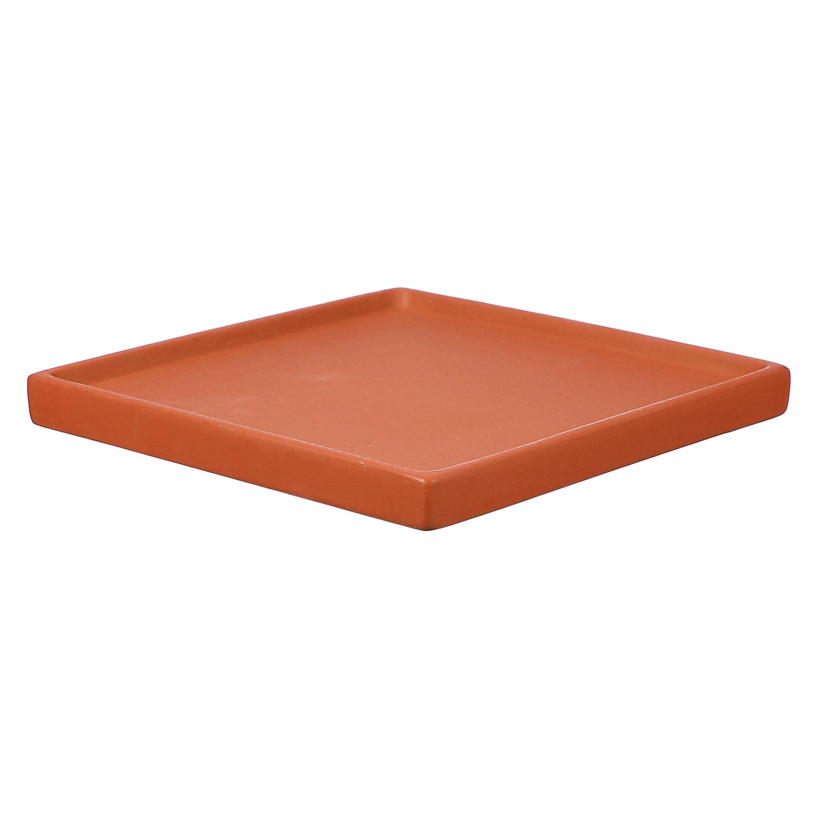 YELARXI 7.5 Inch Ceramic Plant Saucers, Square Flower Planter Water Trays Ceramic Plant Saucer Pot Tray -Fitting for (Outdoor/Indoors/Garden/Planting/Water/Flower/Coffee) Dark Orange โ image 1