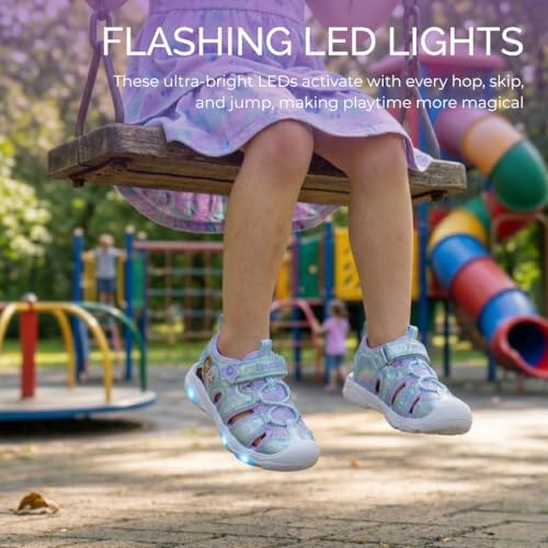 Image of Disney Girls Frozen LED Light Up Sandal Outdoor Slipon Quick Dry Waterproof Shoe Size 5-10 Toddler 11-12 Little Kid