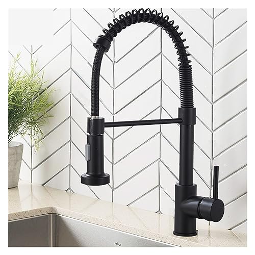 Robinet de cuisine mitigeur noir et or design chic à bec pivotant 360°