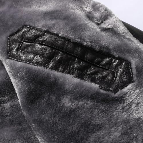 Men's Genuine Sheepskin Leather Winter Coat-Mid Length Long Artificial Fur Shearling Jacket with Classic Design3