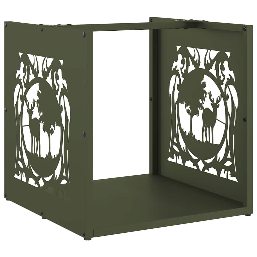 Genérico Leñero Verde Oliva 40x40x40 cm Acero Laminado en frío,Casa y jardín,Accesorios para hornos de leña y chimeneas,Bolsas y Soportes de leña-864252