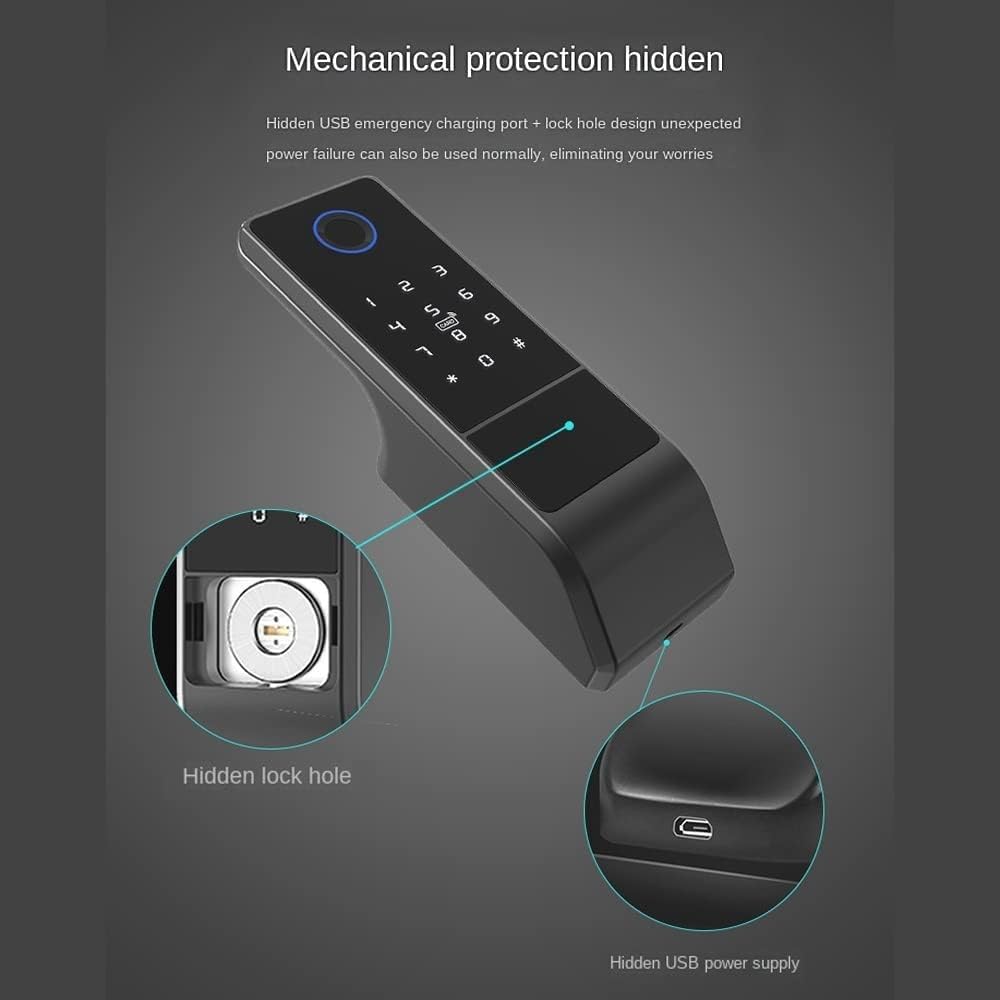 Serratura Digitale Smart WiFi Tuya con Impronte Digitali, Password, Scheda IC e APP, Impermeabile per Cancello Esterno, Alimentazione 4 Batterie AA, Nero