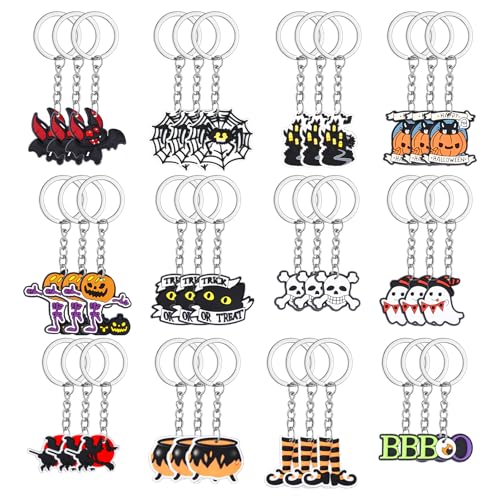 36 PCS Halloween Party Favors Party Keychains Skull Ghost Bat