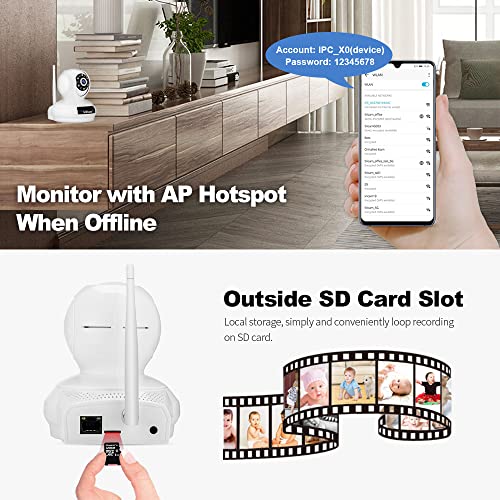 Image of Srihome SP019 5MP WiFi IP Camera 4K Ultra HD 2560*1920p 2.4G /5G WiFi Color Night Vision Indoor Home Security CCTV Camera Pan & Tilt 2 Way Talk Sleep Mode Motion Detection Supports MicroSD Upto 128GB