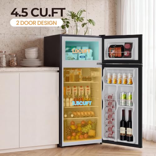 Image of Manastin 4.5 Cu.Ft 2-Door Mini Fridge Freezer, 2-Piece Set for Dorm /Office