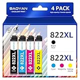 BAOYAN 822XL Remanufactured for Epson 822XL Ink Cartridges for Epson 822 T822 for Epson Workforce Pro WF-3820 WF-3823 WF-4820 WF-4830 WF-4833 WF-4834 Printer (Black, Cyan, Magenta, Yellow)