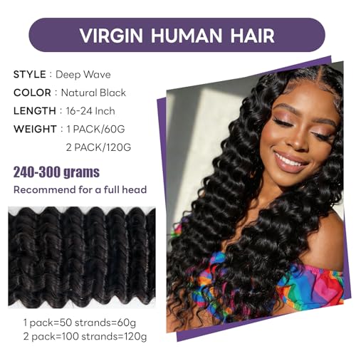 Deep Wave Crochet Human Hair 18inch 60g Human Crochet Hair for Black Women - image 3