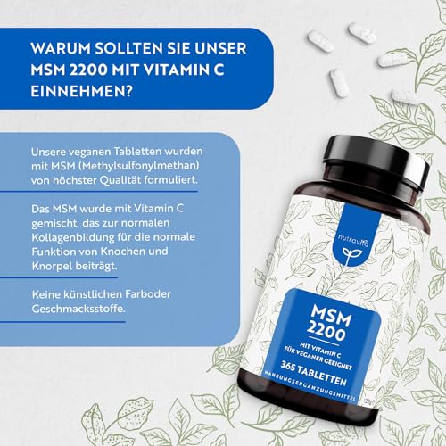 MSM Kapseln Nutravita mit 2200mg MSM – Hochdosiert und Vegan