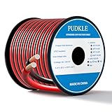 PUDKLE 14 Gauge/14 AWG Copper Clad Aluminum 2 Conductor Red Black Electrical Wire 100FT, Flexible PVC Insulated Low Voltage 12V/24V DC Cable for Automotive, Speaker, Subwoofer, LED Strips, RC Car