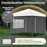 Sekey 2PCS Seitenwände für Pavillon 3x3 Wasserdicht Winterfest, Seitenwände für Pavillon Partyzelt Gartenzelt 3x3m, 1 Fenster 1 Tür, (Grau, 1 Fenster 1 Tür) – Ansicht 4